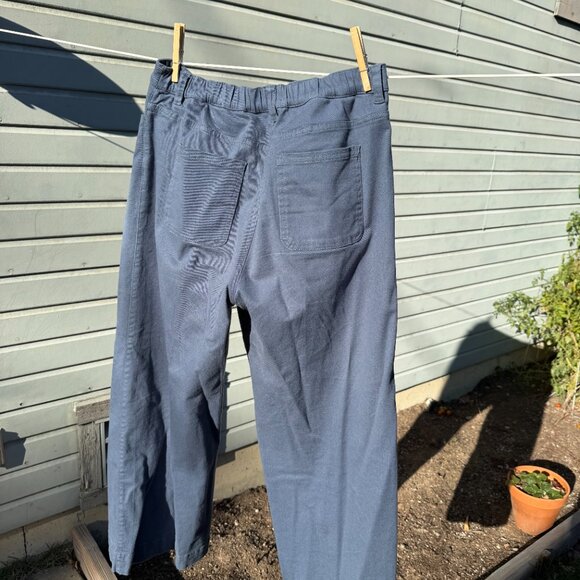 PACT Women's Slate Blue Stretch Twill Denim Wide Leg Pant L - Picture 3 of 5